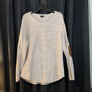 Women's Cream Knit Sweater with Elbow Patches